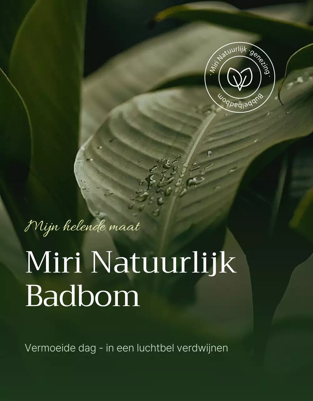Natuurlijk ogende verkoopspagina voor badbommen met groene palmbomen