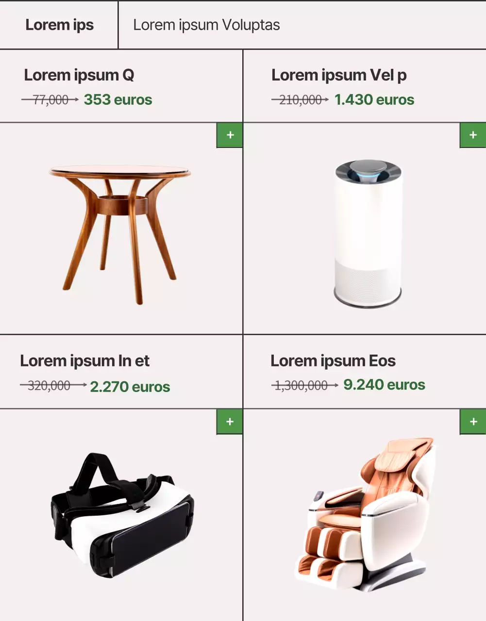 Muebles de verano en beige y verde