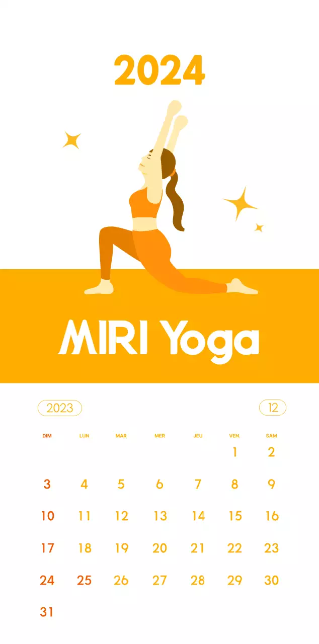 Calendriers orange à distribuer lors de la promotion de votre studio de yoga.