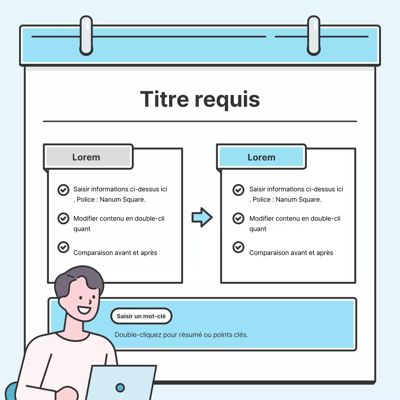 Concept de note bleu clair Carte soignée avec de jolies illustrationsNews