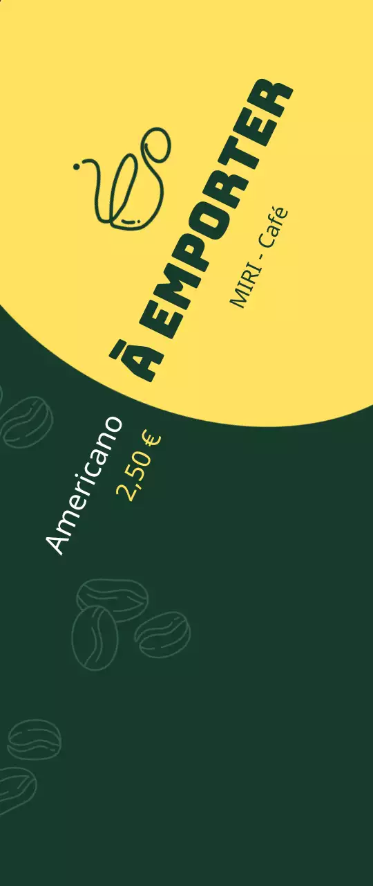 Un simple vert et jaune pour promouvoir un café à emporter