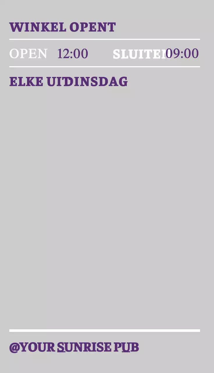 Een eenvoudig, hip concept in wit en paars om een café te promoten.