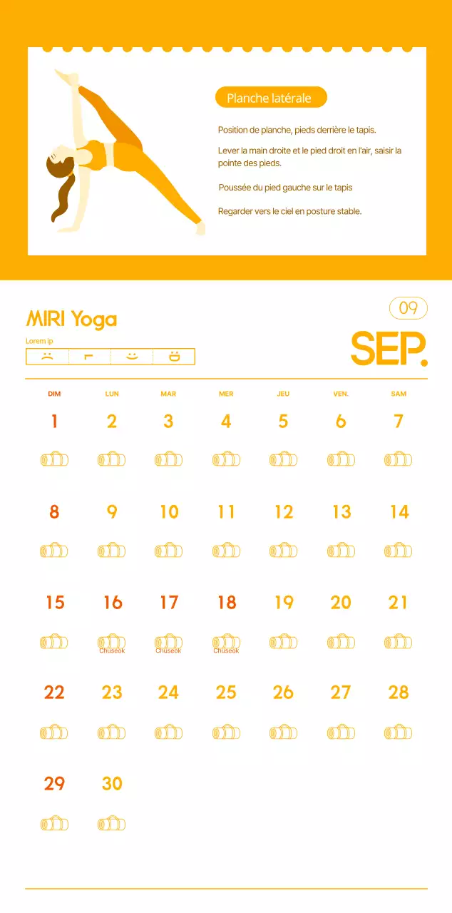Calendriers orange à distribuer lors de la promotion de votre studio de yoga.