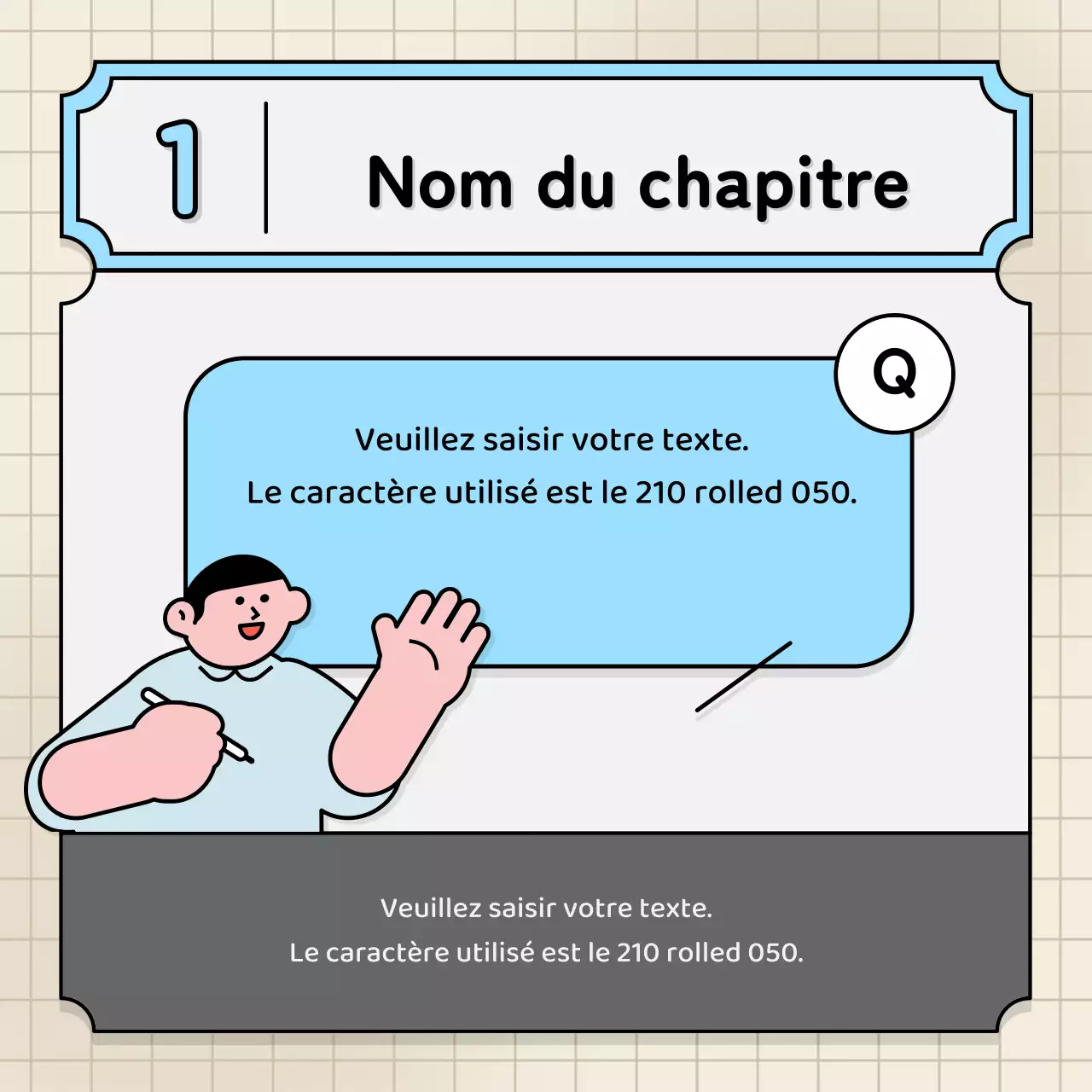 Bulles de texte bleu clair et jaune et illustration mignonne