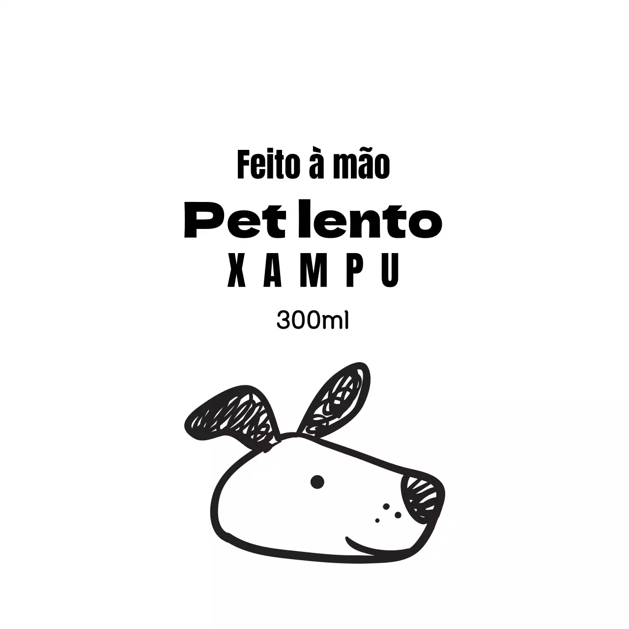 Rótulo de champô ilustrado a preto e branco