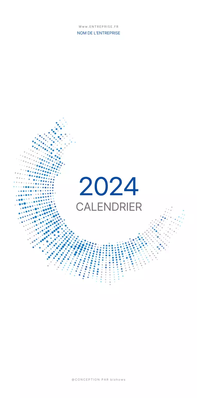 Calendrier mural bleu et blanc avec un concept d'entreprise simple