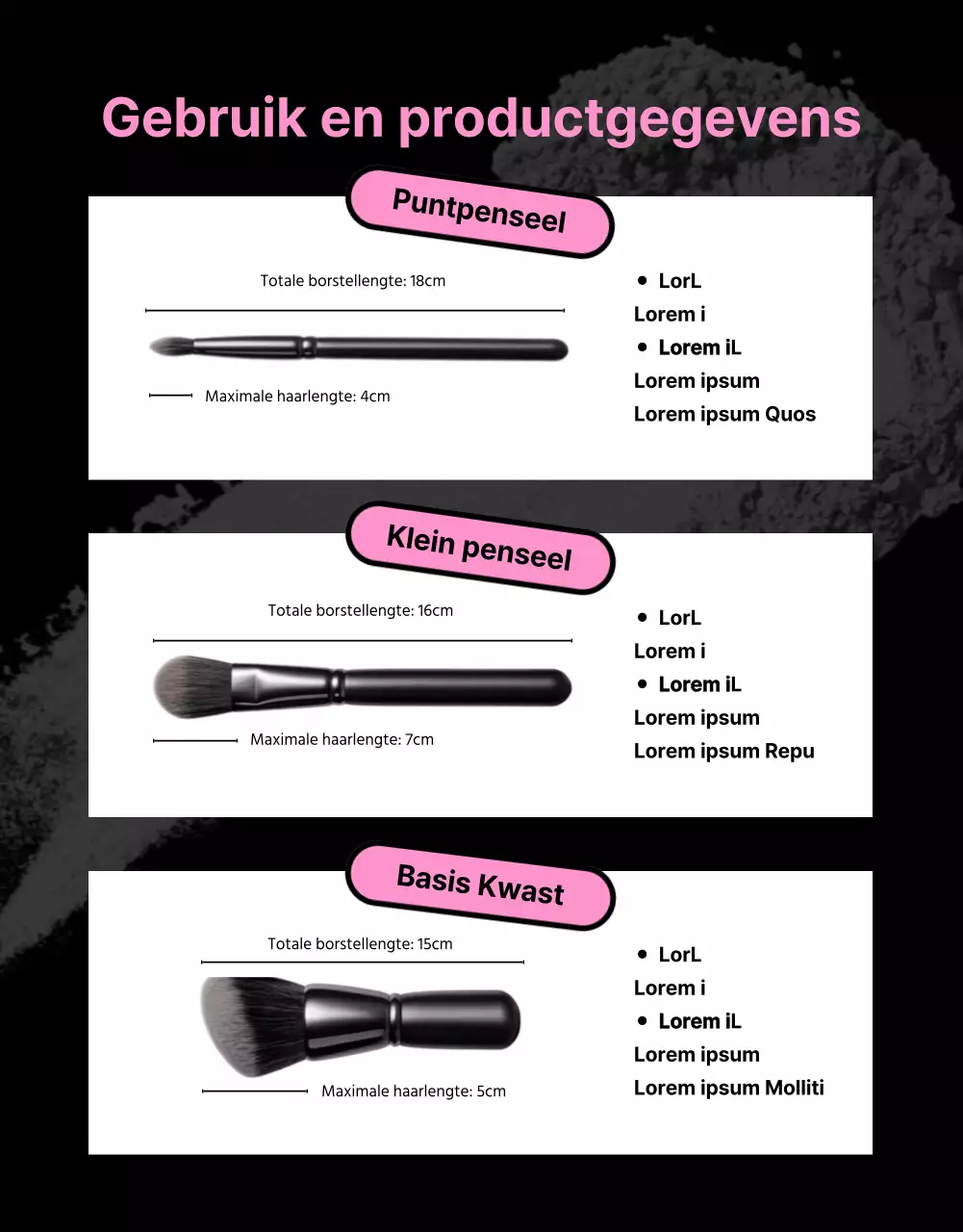 Promoot kitscherige penselen op een roze achtergrond