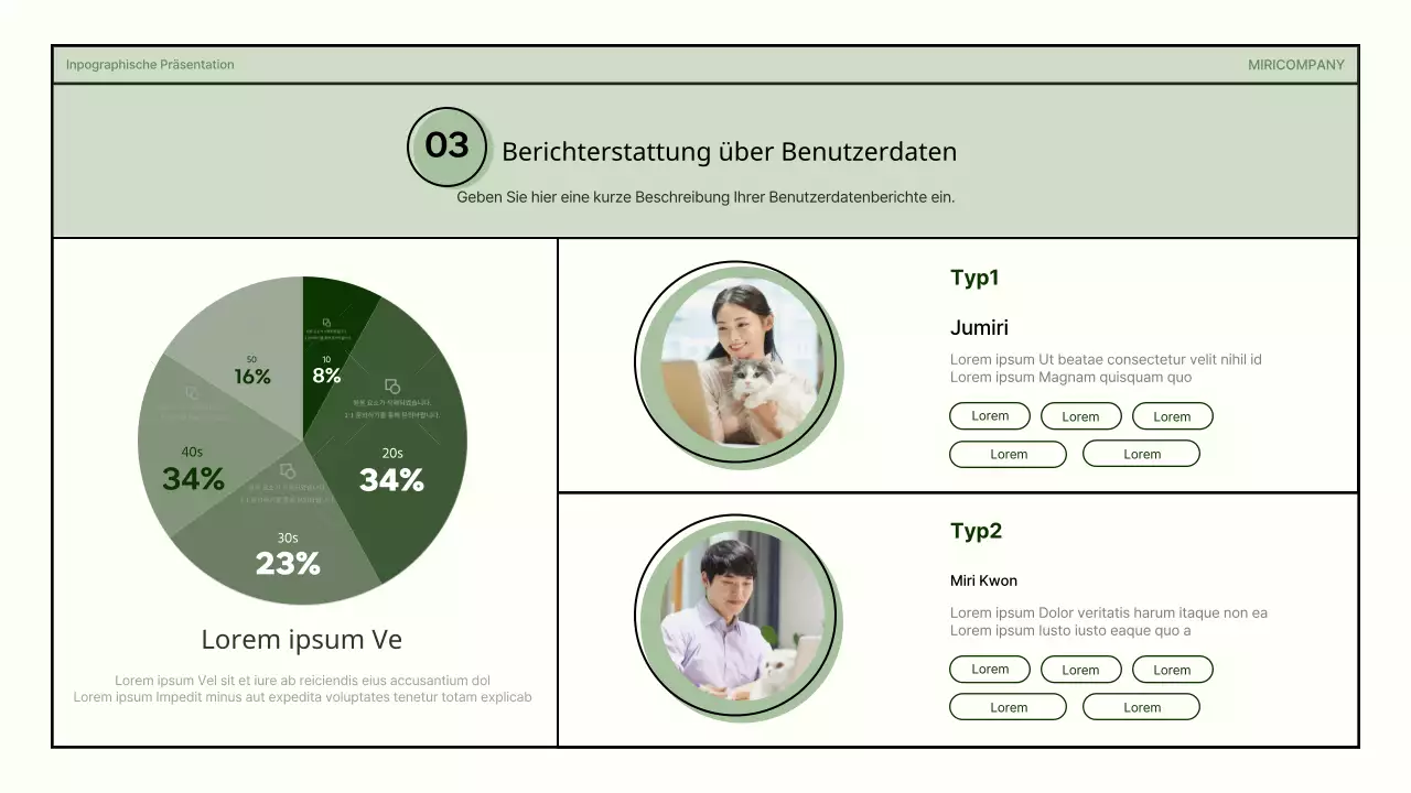 Einfache Formen in grün und beige Business-Infografik Präsentation