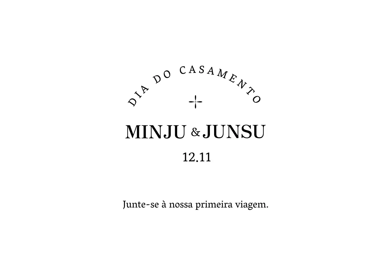 Um envelope de convite de casamento clássico e simples com texto e ilustrações a preto.