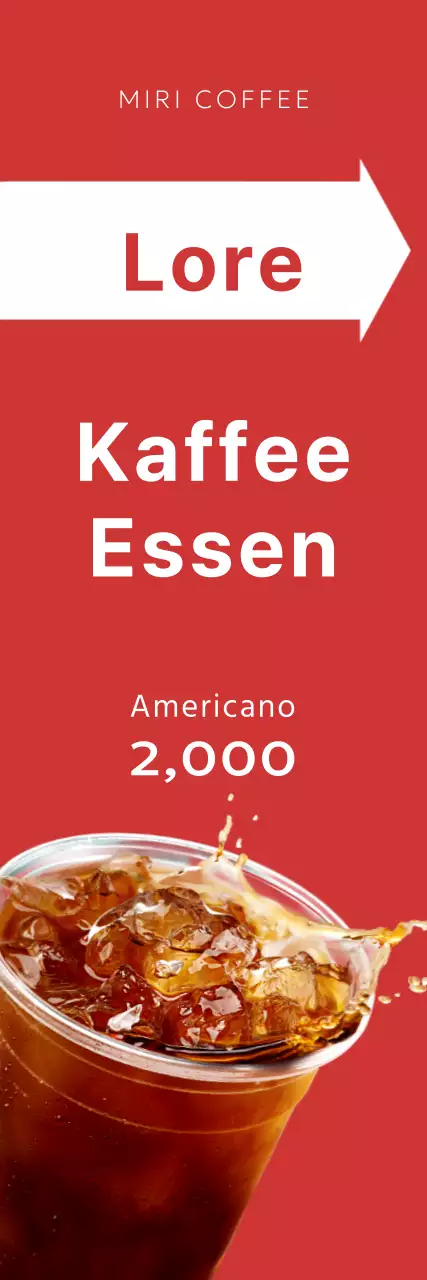Einfache Kaffeehauswerbung, hervorgehoben durch einen Pfeil auf rotem Hintergrund