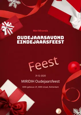 Stijlvolle flyer voor bedrijfsfeest in rood