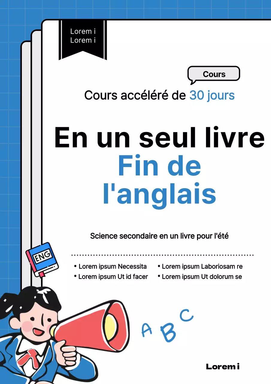 Mignonne illustration bleue d'une couverture de livre sur une question spéciale