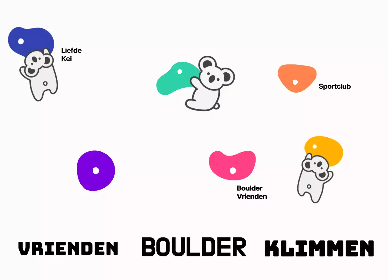 Een eenvoudige en schattige klimclub met kleurrijke kleuren en koala's