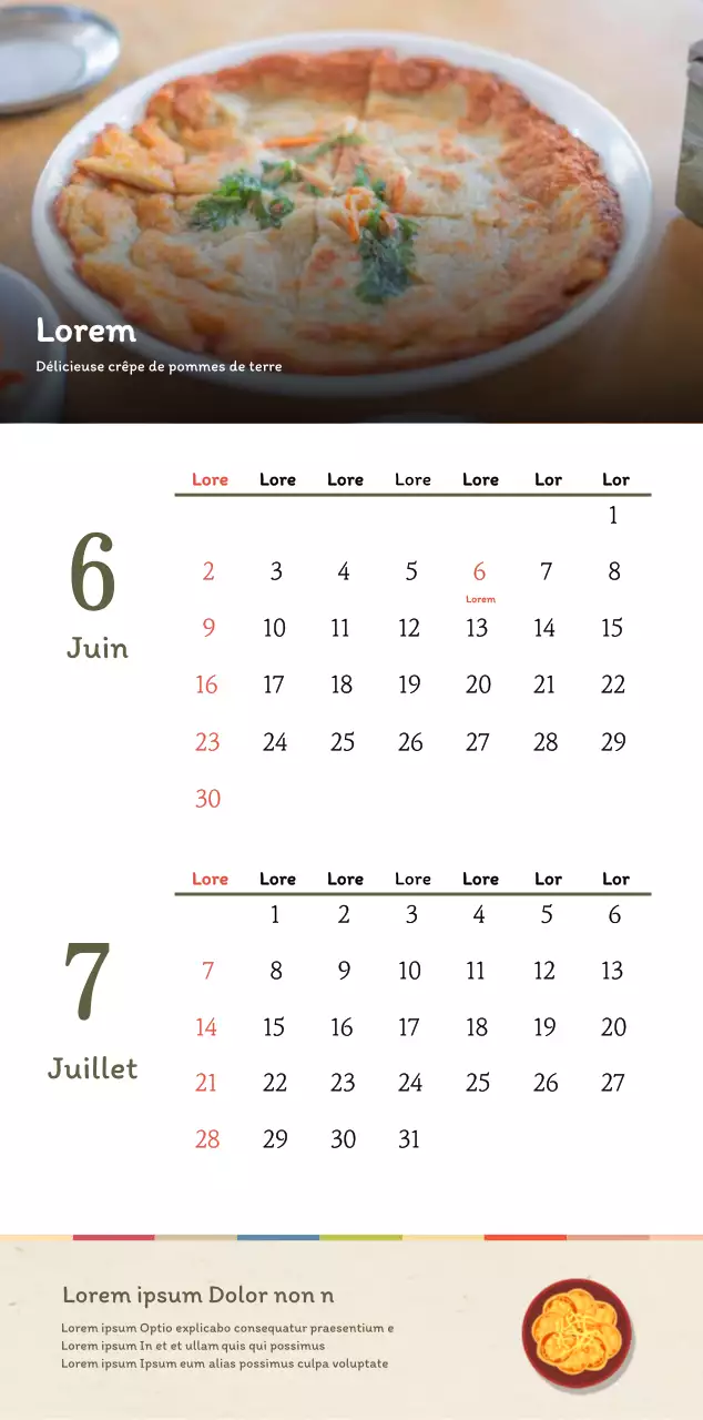 Calendrier des coupons de restaurants coréens traditionnels en beige et marron