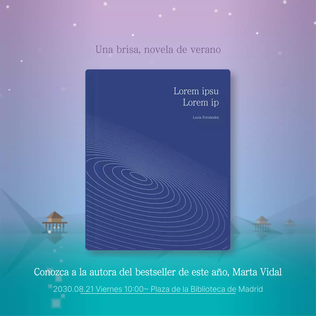 Contenido de Booktalk en ilustraciones moradas y tranquilizadoras