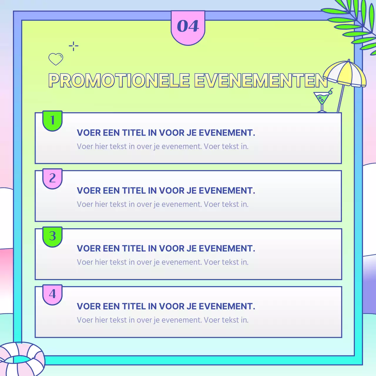 Tropisch gele en lichtblauwe zomeraankondiging voor winkelcentra