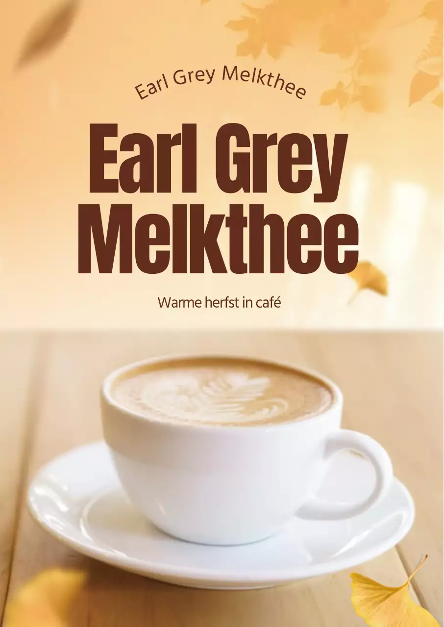 Beige Warme Herfstbladeren Herfst Café Menu Promotie