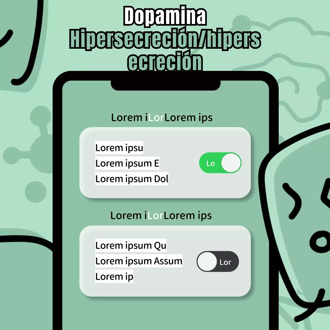 Diseñar un colorido marco ilustrado para el teléfonoPresentación de la dopamina