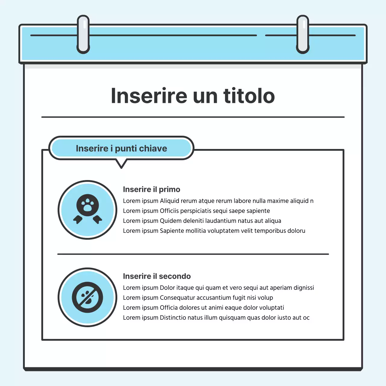Nota azzurra Concept Biglietto ordinato con simpatiche illustrazioniNews