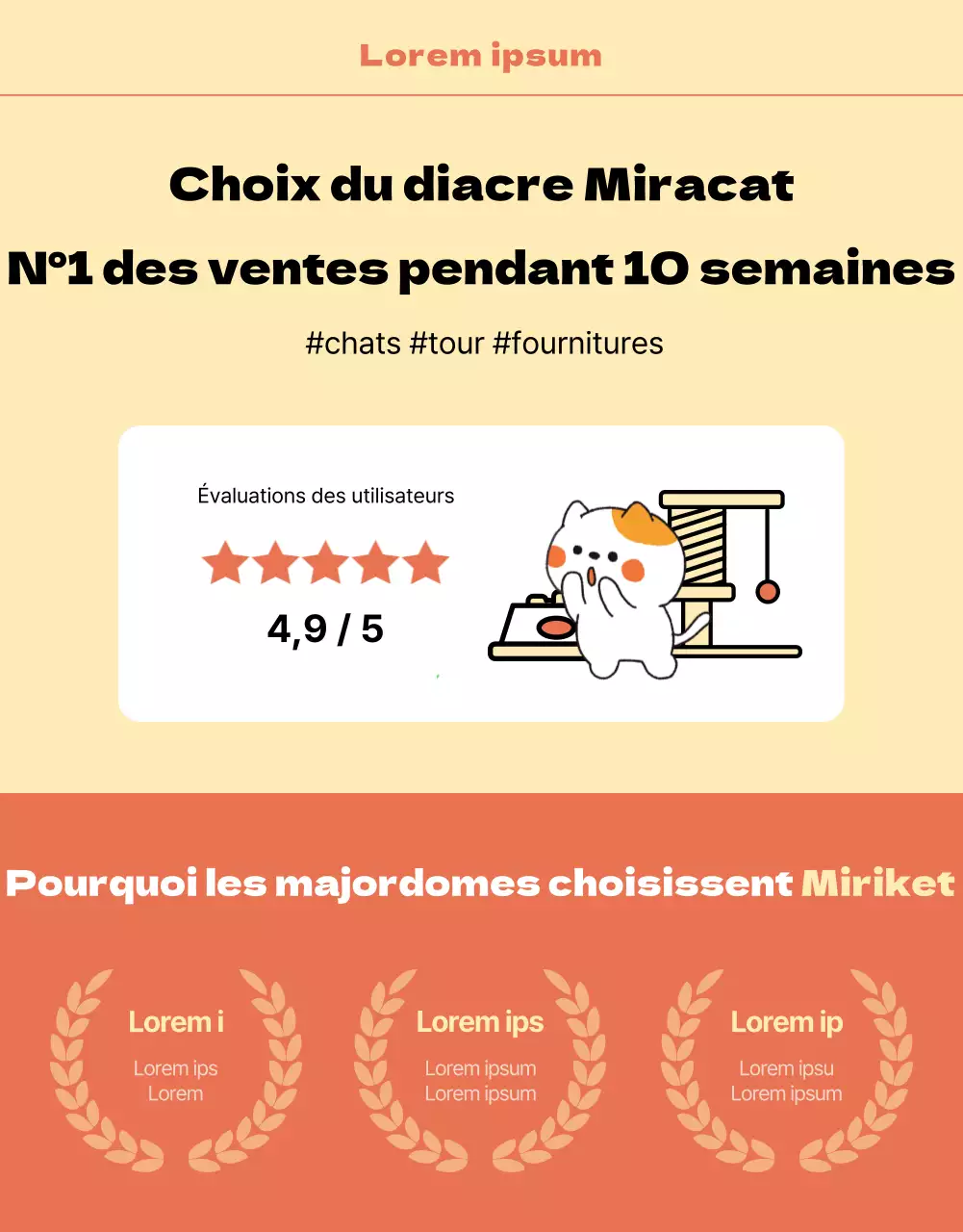 Illustrations mignonnes en orange et jaune en vente pour les chats