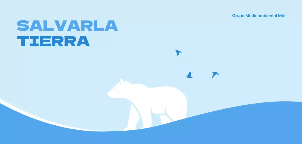 Un concepto limpio para una organización medioambiental con una ilustración de un oso polar en azul claro y azul.