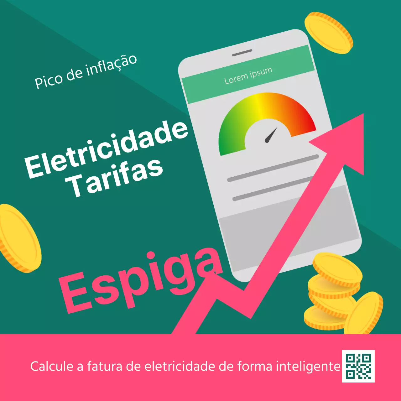 Um simples anúncio de conta de eletricidade em verde e rosa