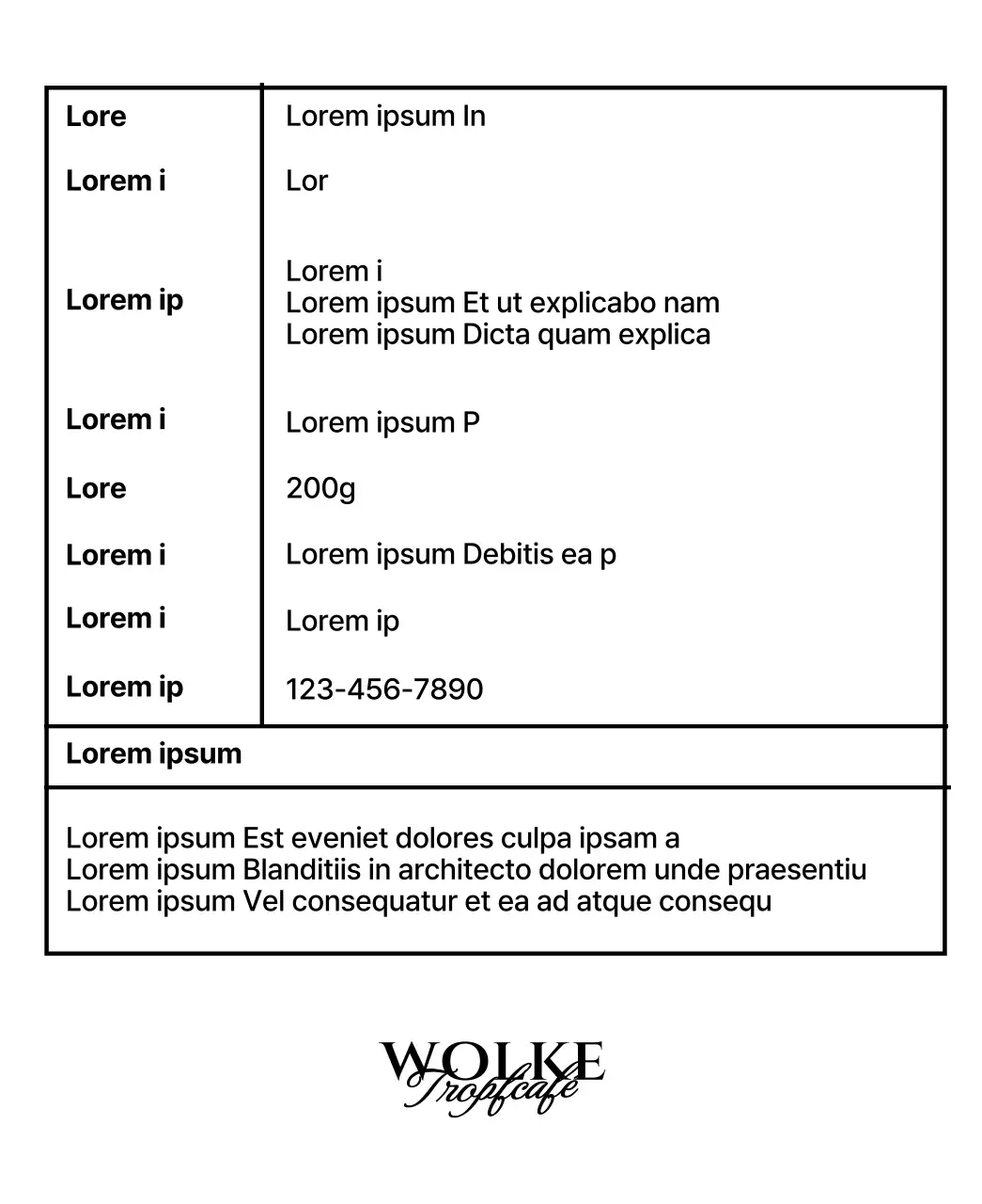 Einfache Kaffeebohnen mit schwarzen Textakzenten