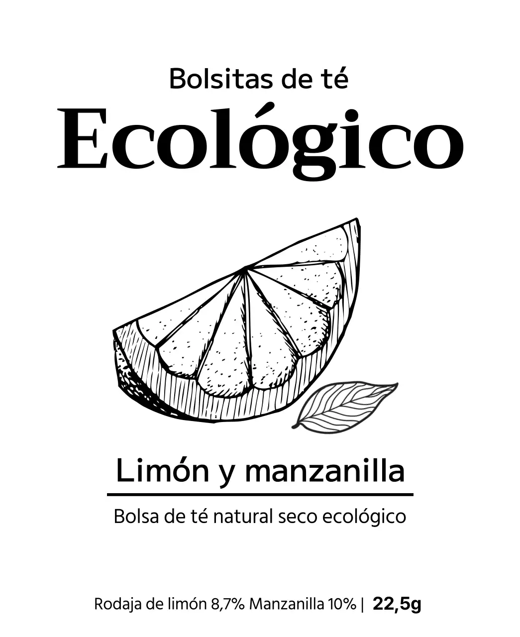 Bolsitas de té de frutas ecológicas con ilustraciones de frutas