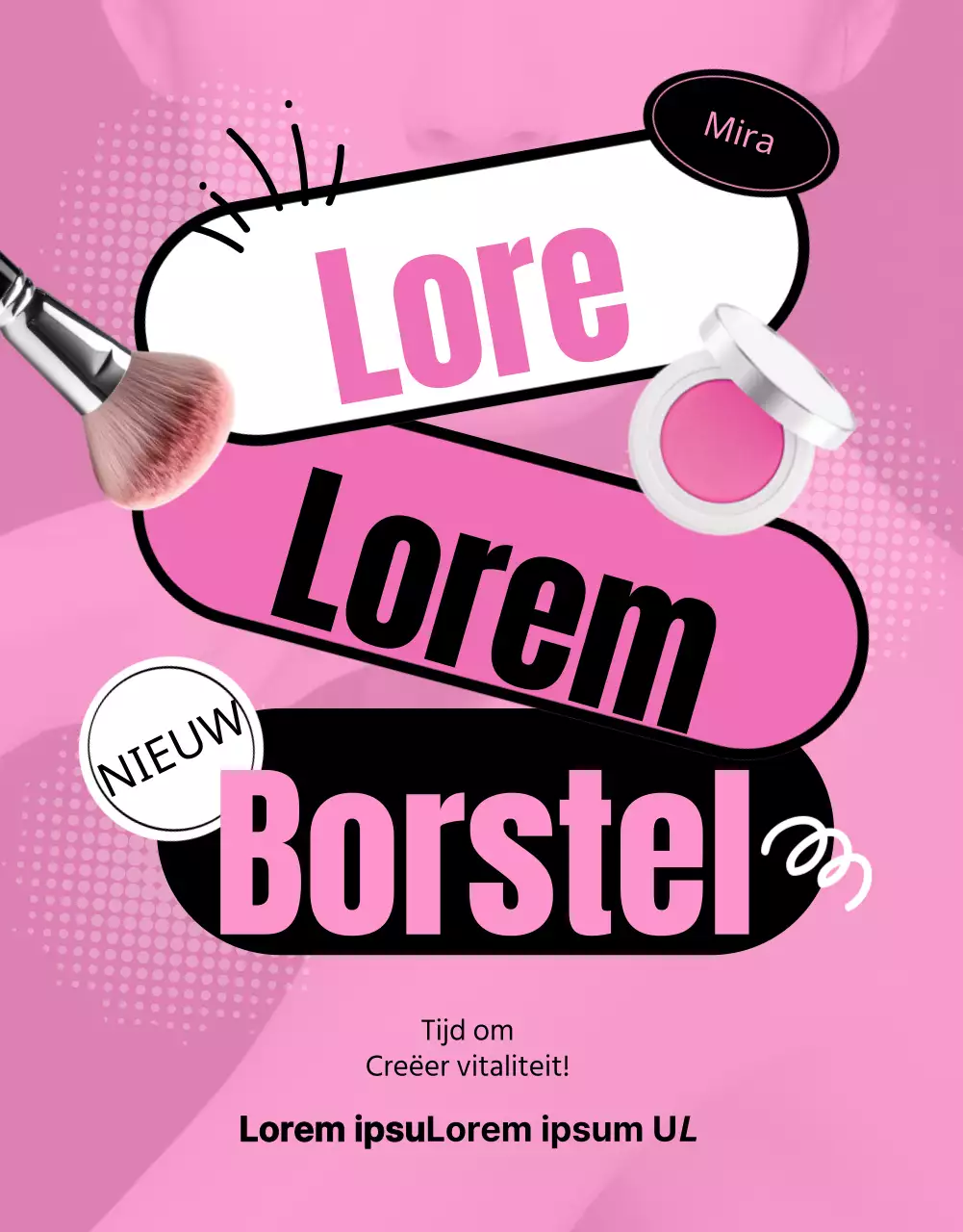 Promoot kitscherige penselen op een roze achtergrond