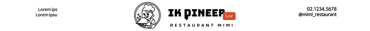 Schattig chef-kok karakter logo in wit en zwart Voor restaurant informatie en promotie.