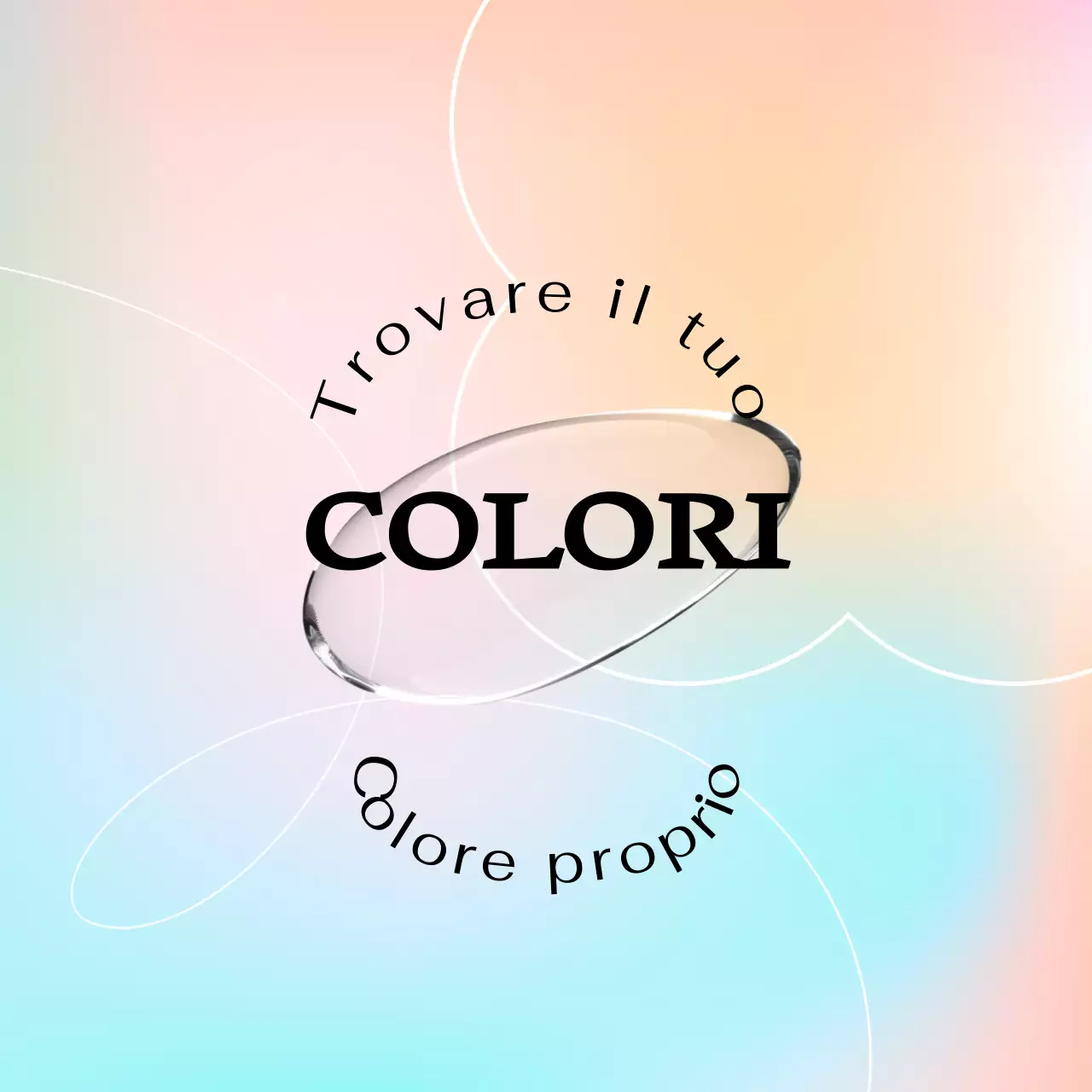 Il merchandising della mostra presenta gradienti colorati e un'atmosfera da sogno