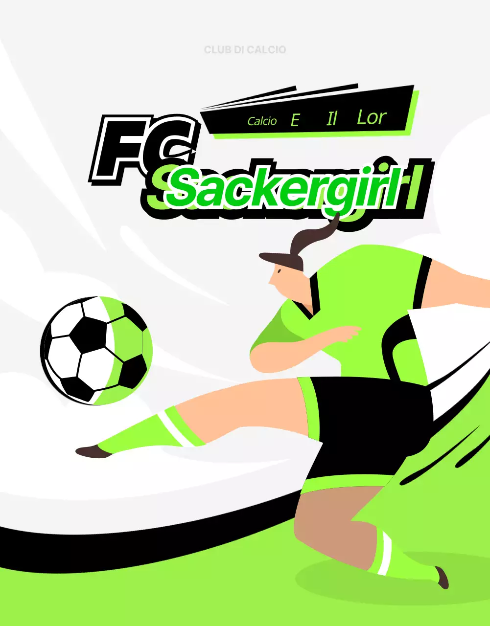 Ingaggio dinamico per il calcio femminile in verde lime e nero