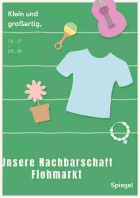 Ein einfacher, illustrierter Führer zum Flohmarkt in Grün und Beige