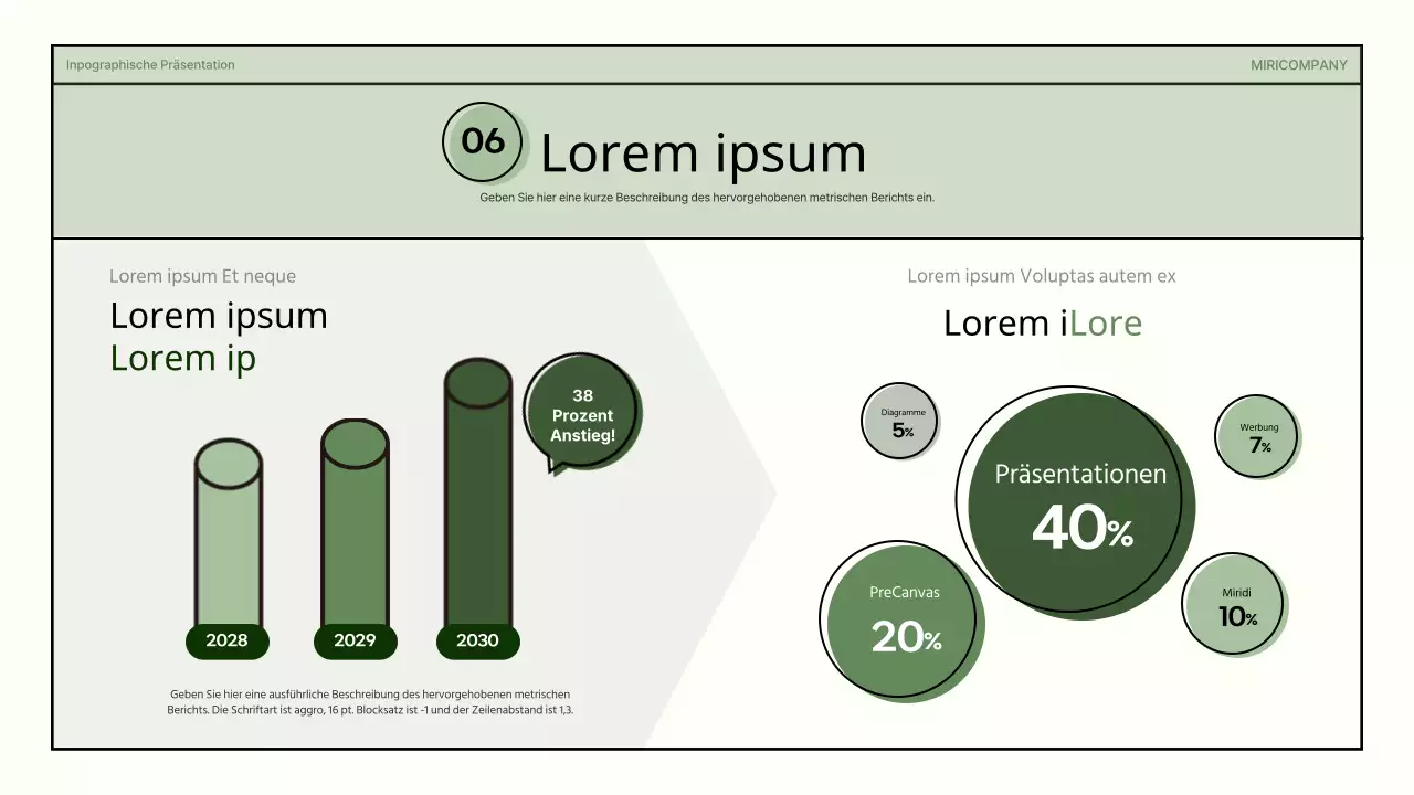 Einfache Formen in grün und beige Business-Infografik Präsentation