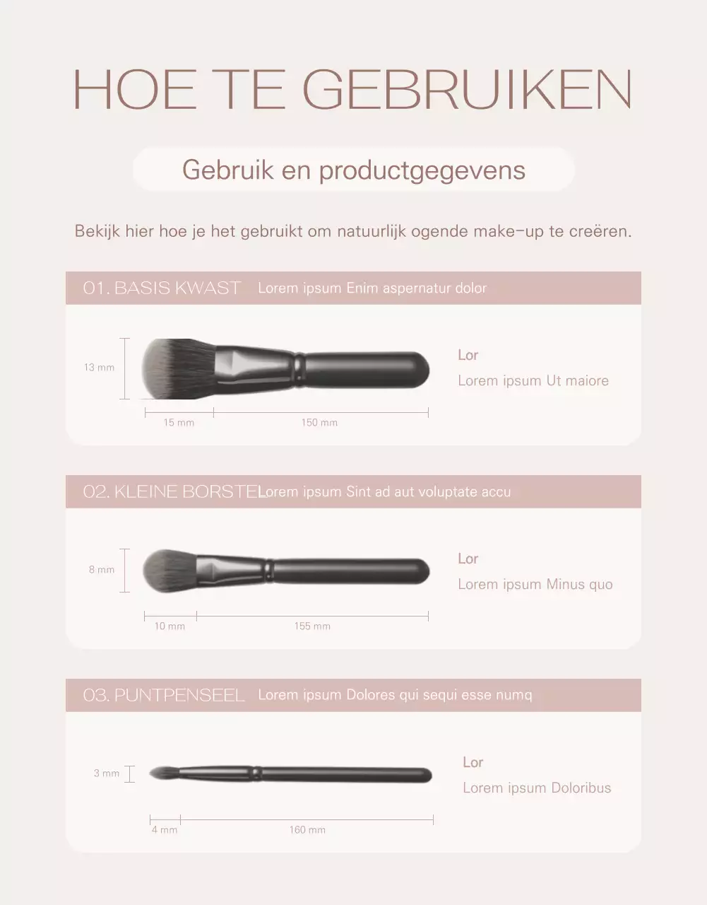 Marketingborstels met een lichtbruine achtergrond