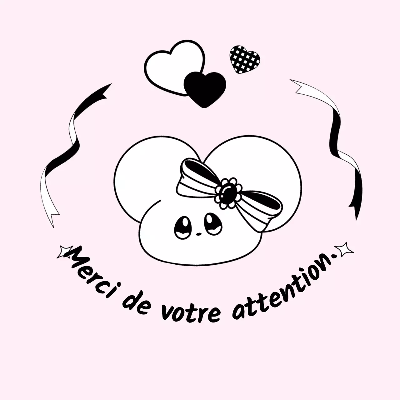 Marchandise de remerciement avec un mignon personnage de souris rose et noire.
