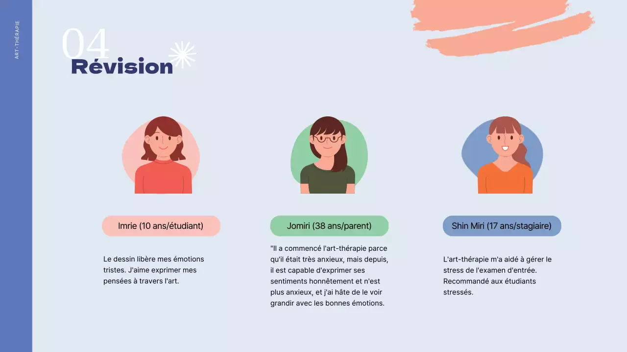 Portfolio de l'instructeur en psychothérapie par l'art en bleu et bleu clair