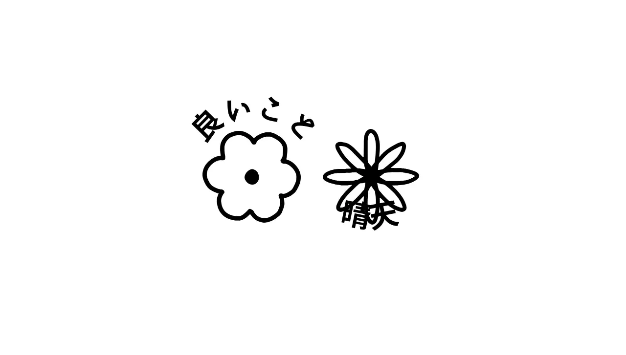 黒の文字と花柄のイラストで構成された手描きイラスト風封筒です。