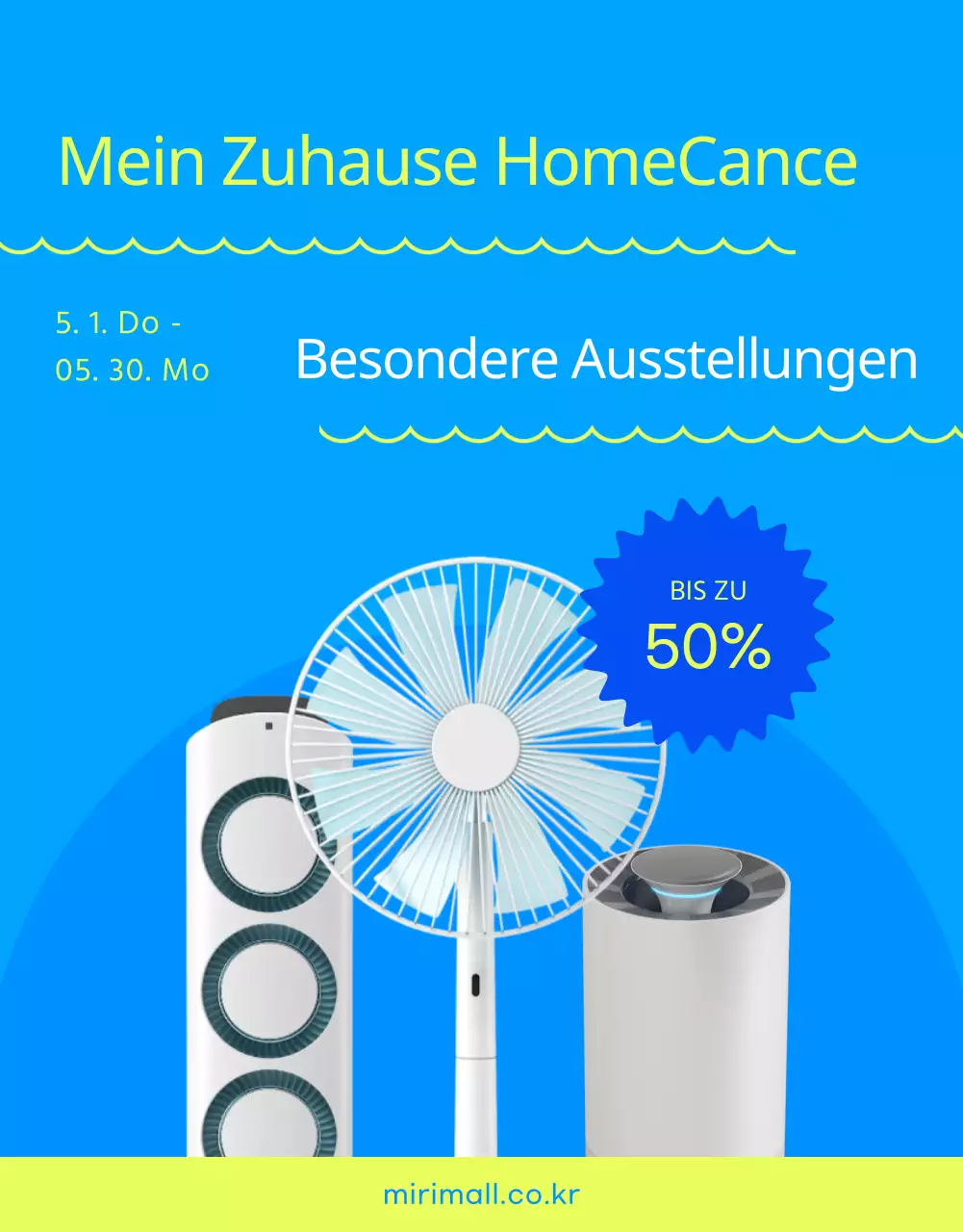Sommergeräte im Angebot in Hellblau und Chartreuse