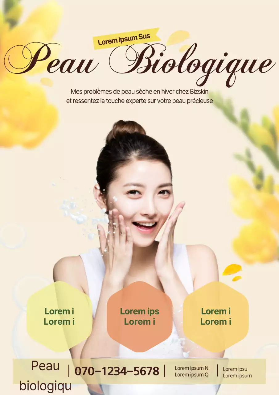 Faites la promotion d'un magasin de produits de soin pour la peau au printemps avec une photo aux couleurs vives d'une femme se lavant le visage.