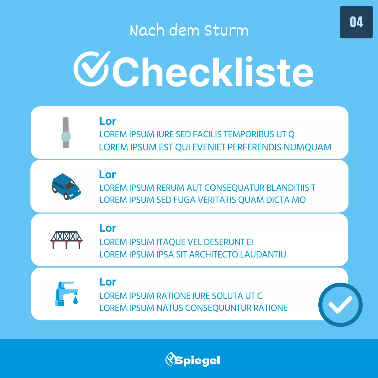 Informationen über den Umgang mit Taifunschäden, mit Taifunabbildungen auf hellblauem Hintergrund