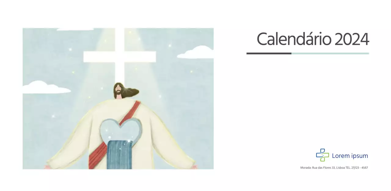 Calendário eclesiástico com ilustrações quentes