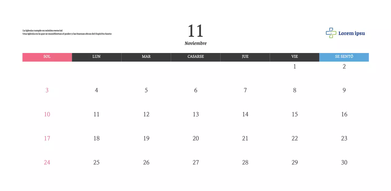 Calendario con imágenes eclesiásticas edificantes