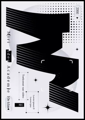 Zwart-wit abstract filmconcept ter promotie van de academie