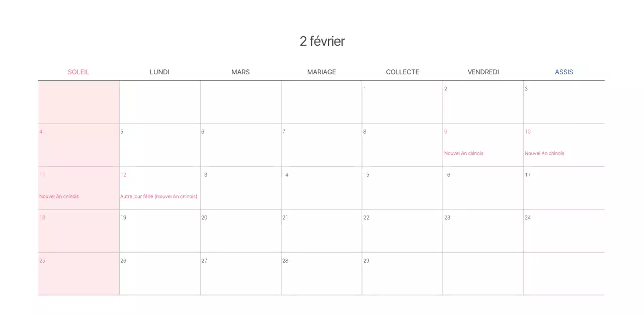 Calendrier ecclésiastique avec des illustrations chaleureuses