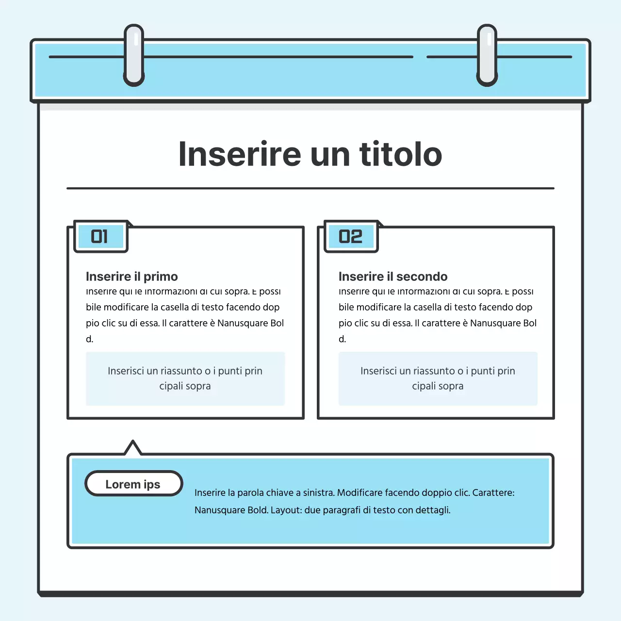 Nota azzurra Concept Biglietto ordinato con simpatiche illustrazioniNews