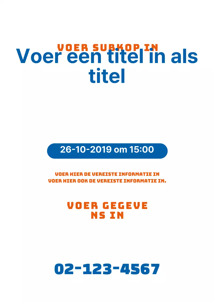 Een eenvoudig promotiestuk met blauwe tekst