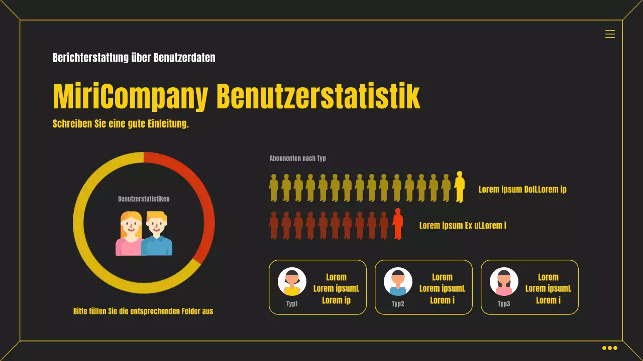 Einfache schwarze und gelbe infografische Business-Scorecard