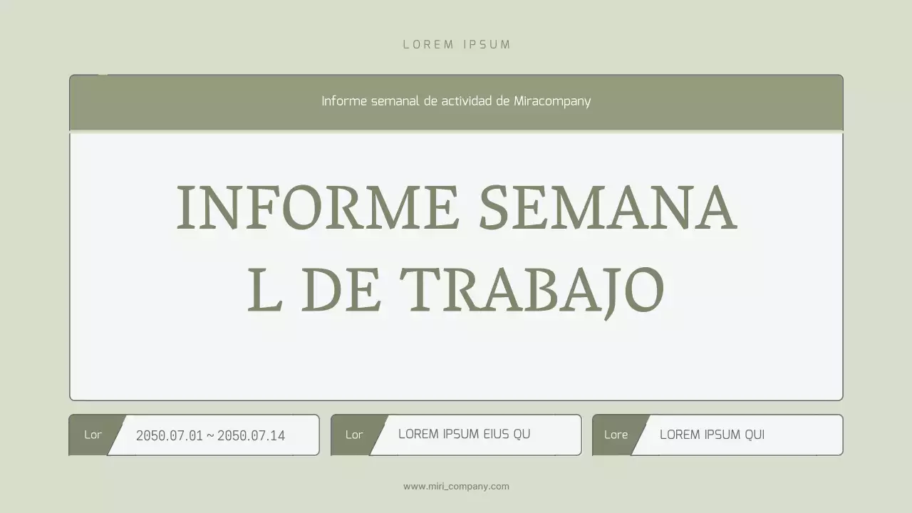 Informe semanal sencillo y ampliable en tonos caqui pastel