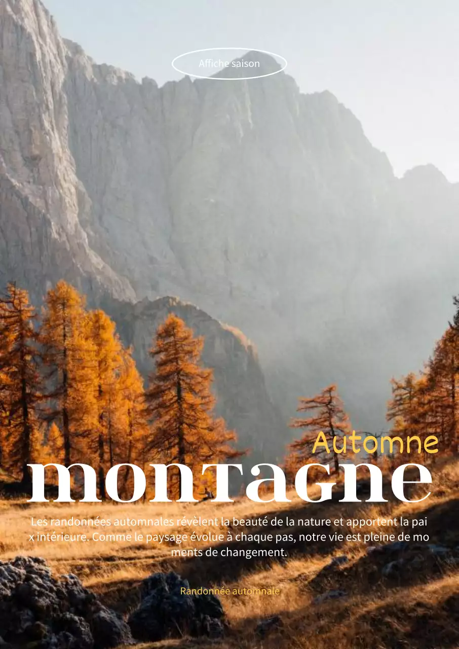 Photo d'intérieur d'un paysage de montagne en automne en jaune